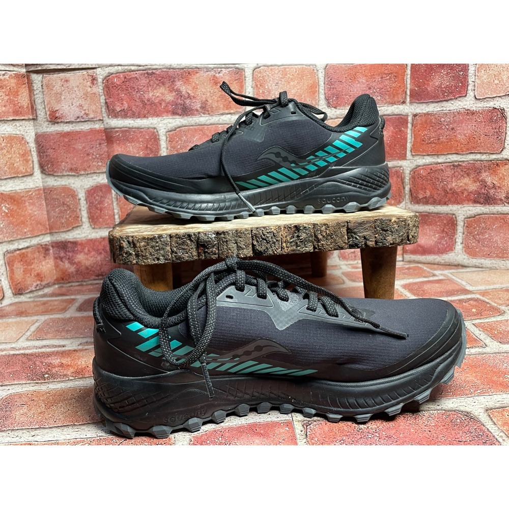 Saucony Peregrine ICE+ Womens Trail Running Shoes Black Aqua S10675-1 Size 8